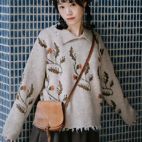 森ガール風 フリンジ付き お洒落なニット セーター レディース