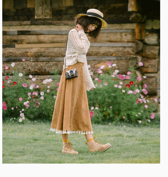 秋冬　フリンジ付き　シンプルなスカート　ロングスカート レディース 6枚目の画像