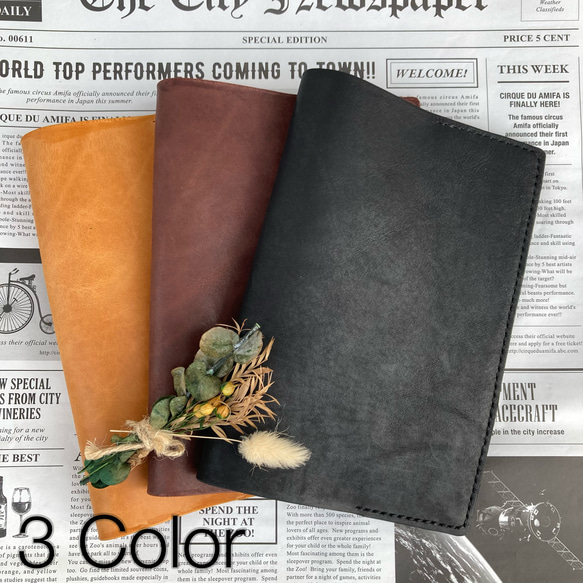 オーダー製作】本革 A4 ノートカバー モストロ 3色展開 ノート Ms