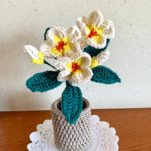 編み花・プルメリア・かぎ針編み・編みぐるみ(受注制作) アート