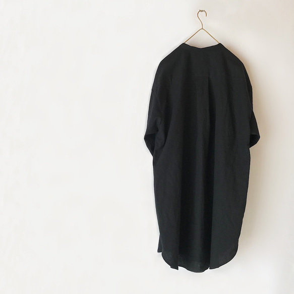【枚数限定】YUGUCi  -日々のシャツ- / アンティークガラス釦 / 日本製 コットンリネン / ブラック 5枚目の画像