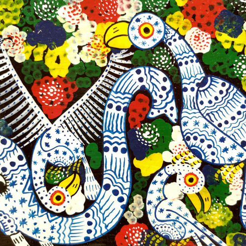アフリカ絵画『 Patterned tembo fam 』ティンガ×2 by Mawazo