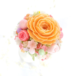 石鹸の薔薇と花飾り～母の日フラワー2024.ソープカービング/石鹸彫刻 2枚目の画像