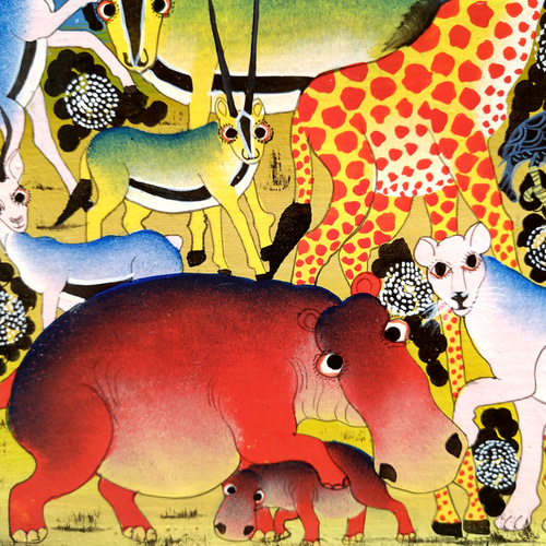 アフリカ絵画『 Night Savannah 2 』ティンガティンガ by Mustapha