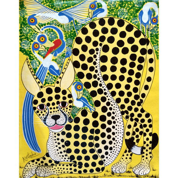 アフリカ絵画『 Cheetar 』ティンガティンガ by Mustapha 28