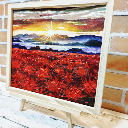油絵 絵画 【彼岸花の夕日】 絵画 HR 通販 14621935｜Creema