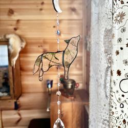 狼のステンドグラスサンキャッチャー サンキャッチャー 波 通販