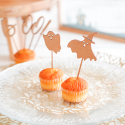 木製［送料込］ケーキトッパー［ハロウィンの飾りつけに］Happy Halloween ハロウィーン　ハロウイン かぼちゃ 10枚目の画像