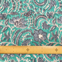 [50cm單位]藍色深藍色灰色花朵印度手工塊印花織物紡織品 第6張的照片