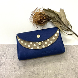 【カラーオーダー】ピッグスキンの小さなお財布　ブラック×みずたまブラック 15枚目の画像