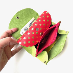 【カラーオーダー】ピッグスキンの小さなお財布　ブラック×みずたまブラック 8枚目の画像