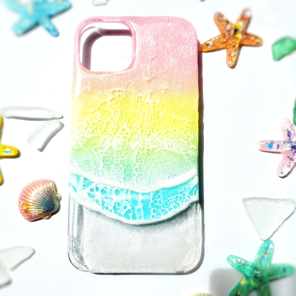 iPhone全機種対応 ✩.*˚Happy Wave ハピ海のスマホケース♬*゜オプションでスマホショルダー付けれます 3枚目の画像