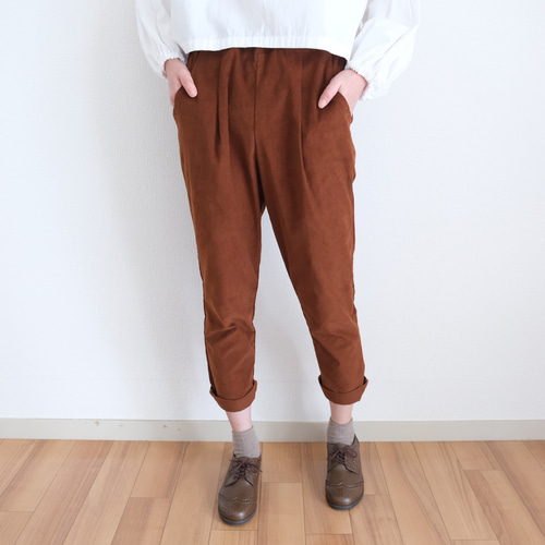 コーデュロイテーパードパンツ ブラウン ロングパンツ POPO 通販
