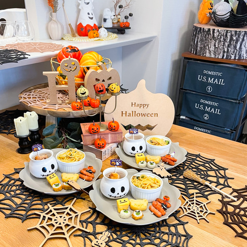 木製 ハロウィンプレート［ Happy Halloween かぼちゃ
