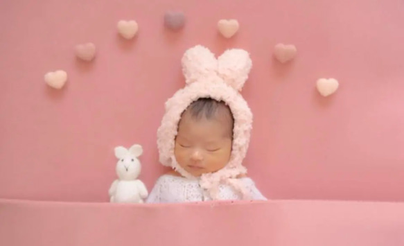 モコモコボンネット もこもこ ボンネット 手編み 帽子(ベビー・キッズ