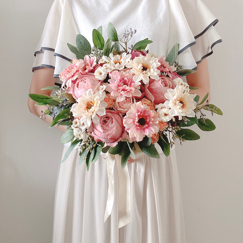 デイジーとローズのアーティフィシャルフラワーブーケ【結婚式