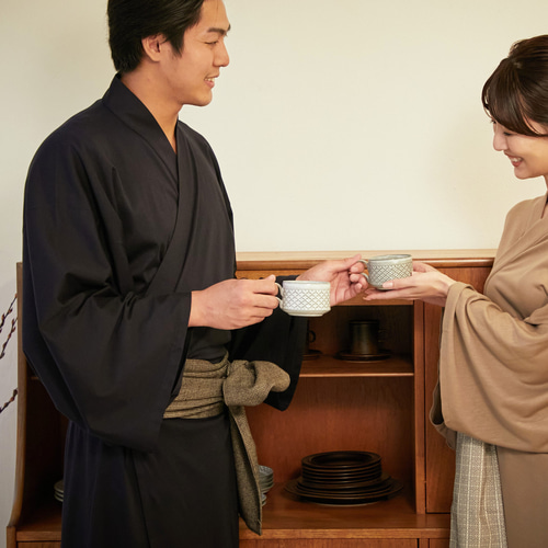 吸水速乾】浴衣ルームウェア・ナチュラル- ネイビー - 部屋着・寝間着