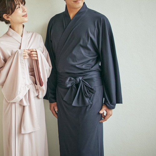 吸水速乾】浴衣ルームウェア・ナチュラル- ネイビー - 部屋着・寝間着