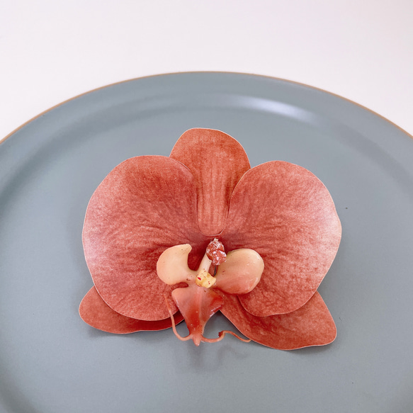 ピンク胡蝶蘭 1輪 ヘッドパーツ 髪飾り 1枚目の画像