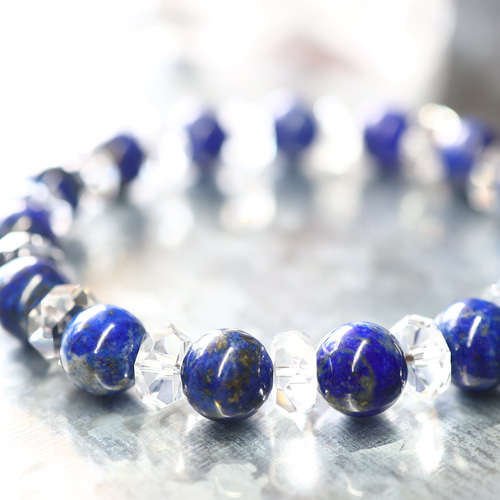 ☆古代より世界中で愛された石☆…☆ラピスラズリ：9ミリ＆水晶