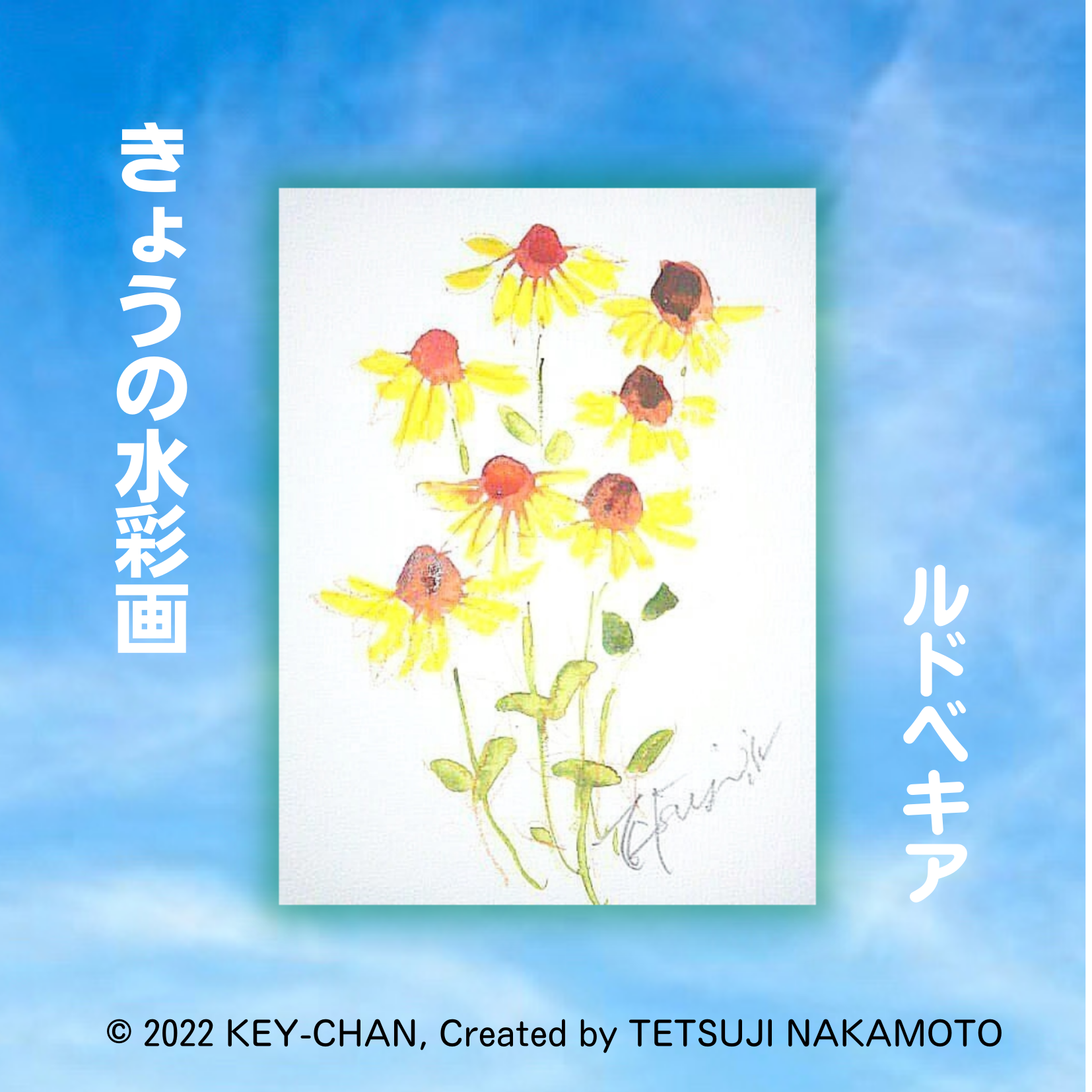 きょうの水彩画「ルドベキア」BF0924 絵画 キーちゃん 通販