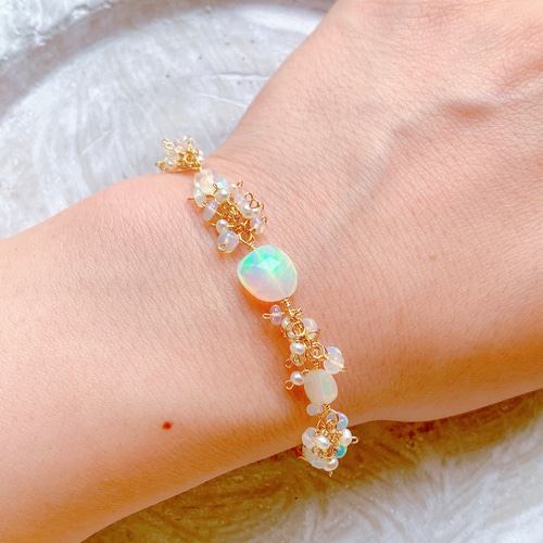 ℕ ♦︎14kgfカラーオパールブレスレット オパール○ ブレスレット/ 14kgf ブレスレット Lu＊Na + CHIROL
