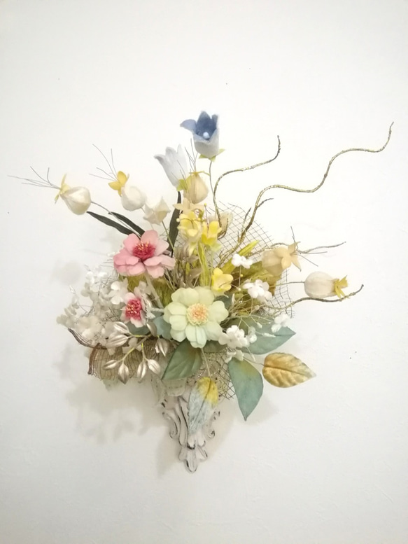 布花　染め花アートフラワー　ハンドメイド　アンティーク風　７点セットまとめ売り 布花 染め花アートフラワー ハンドメイド アンティーク風 7点