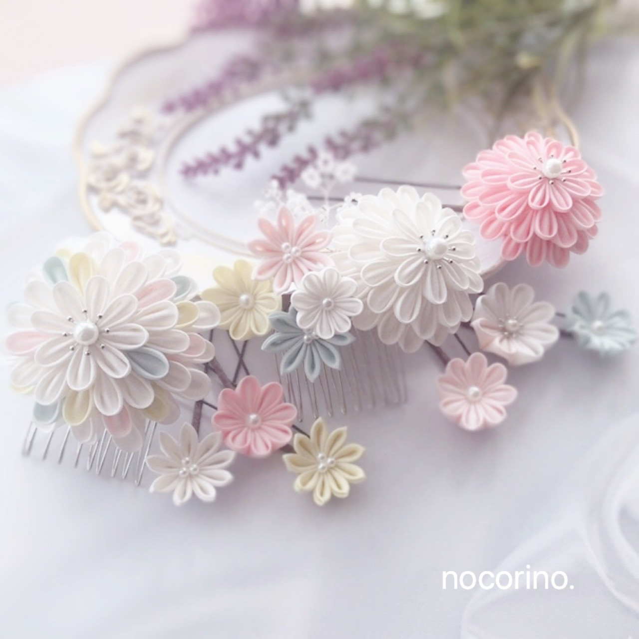 つまみ細工髪飾り　成人式　卒業式　七五三　白無垢　ウエディング