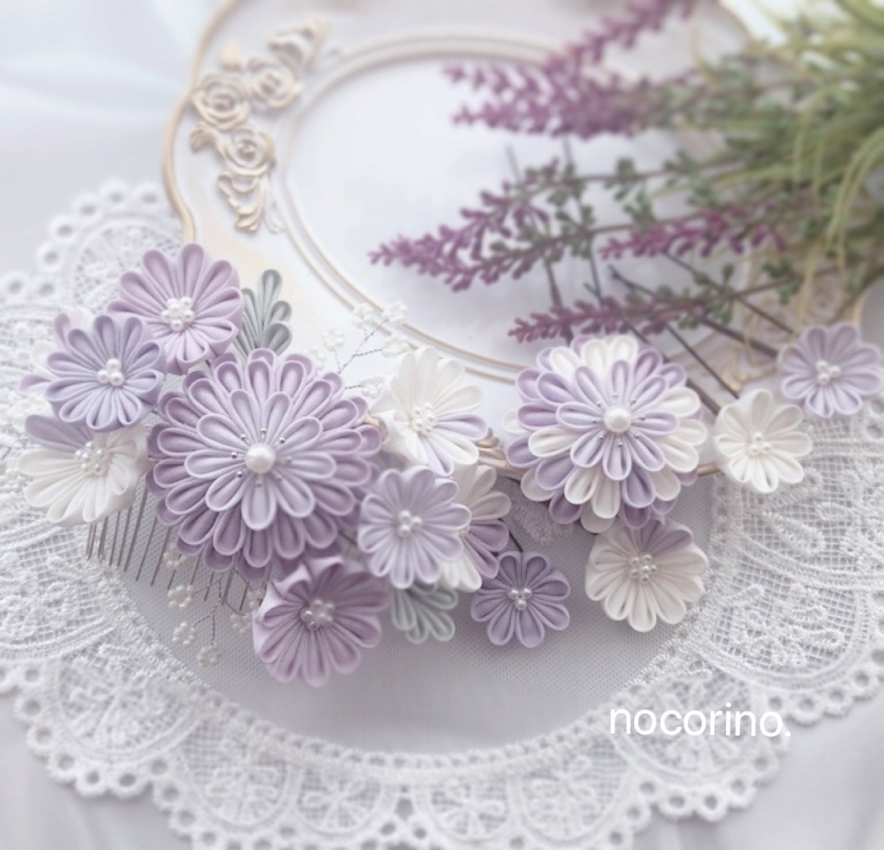 つまみ細工髪飾り　成人式　卒業式　七五三　白無垢　ウエディング