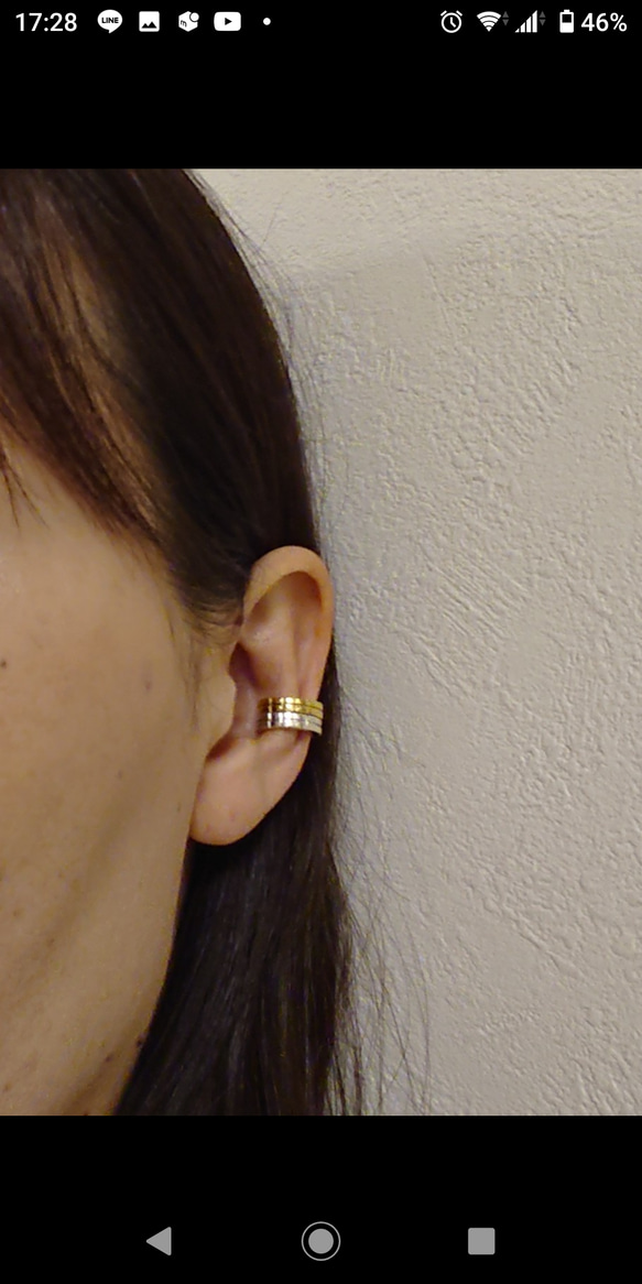 Line work ear cuff ２個セット (シルバー＆真鍮) 6枚目の画像