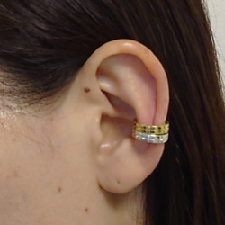 Line work ear cuff ２個セット (シルバー＆真鍮) 4枚目の画像