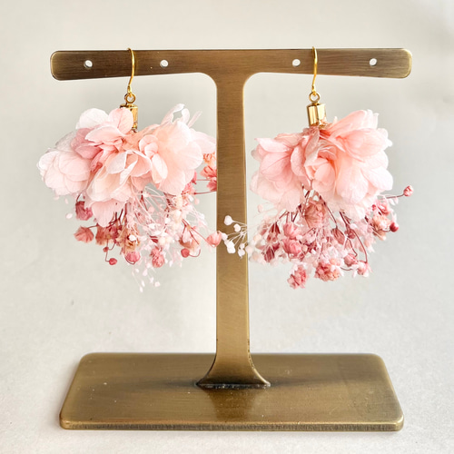桜×かすみそう】 ドライフラワー ピアス・イヤリング ブライダル