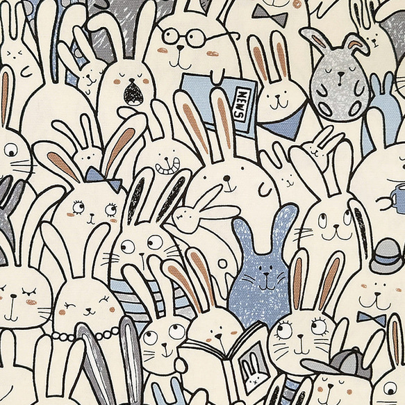 オックス生地【50×110cm】うさぎ ウサギ かわいい 集合 4枚目の画像