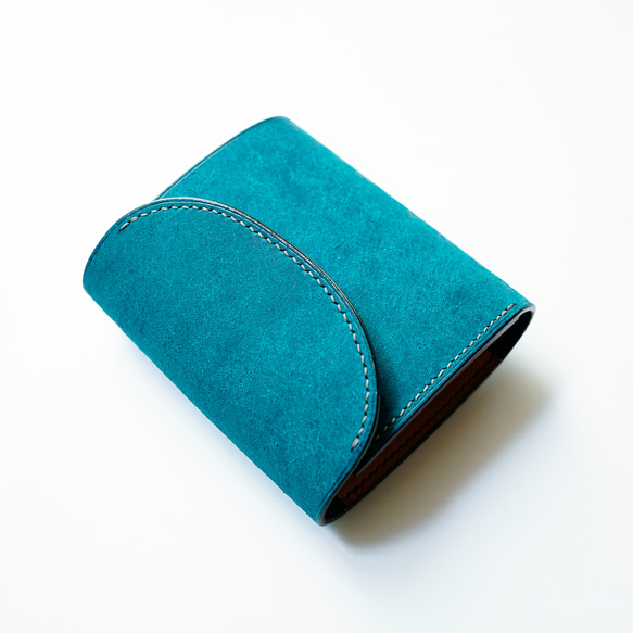 flap mini wallet [ ターコイズ ] ミニ財布 レザーウォレット 6枚目の画像