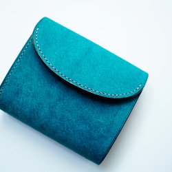 flap mini wallet [ ターコイズ ] ミニ財布 レザーウォレット 4枚目の画像