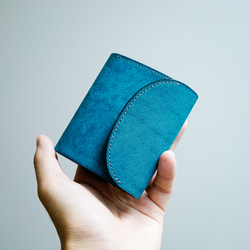 flap mini wallet [ ターコイズ ] ミニ財布 レザーウォレット 7枚目の画像