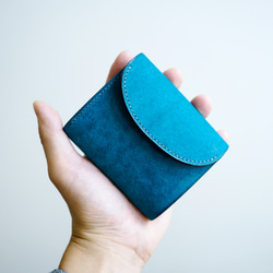 flap mini wallet [ ターコイズ ] ミニ財布 レザーウォレット 1枚目の画像