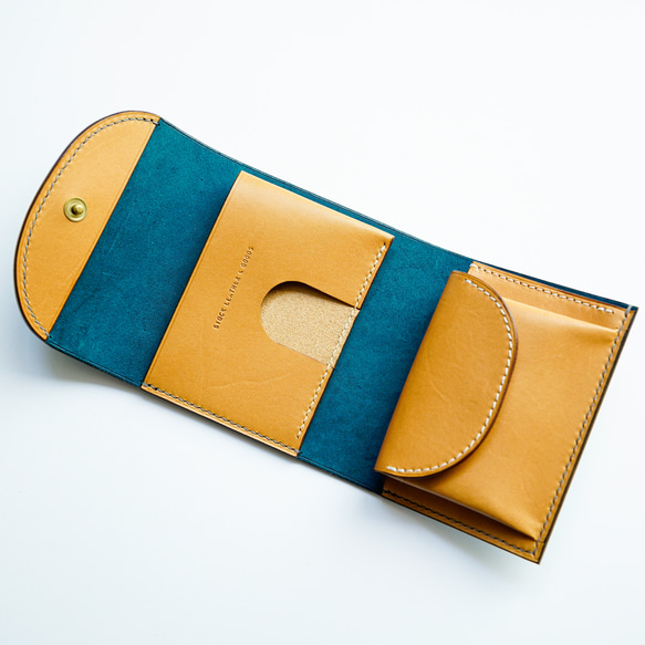 flap mini wallet [ ターコイズ ] ミニ財布 レザーウォレット 12枚目の画像
