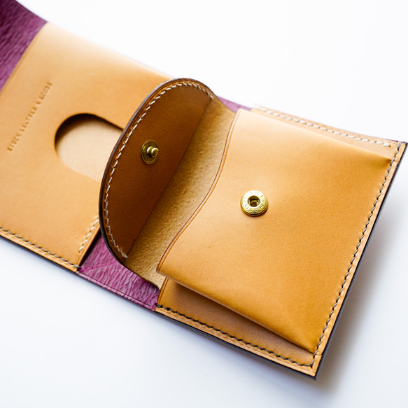 flap mini wallet [ ヴァイオレット ] ミニ財布 レザーウォレット 9枚目の画像