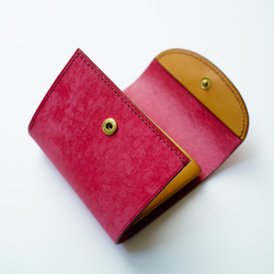 flap mini wallet [ ピンクレッド ] ミニ財布 レザーウォレット 9枚目の画像