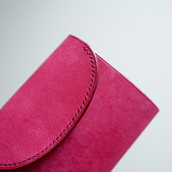 flap mini wallet [ ピンクレッド ] ミニ財布 レザーウォレット 4枚目の画像