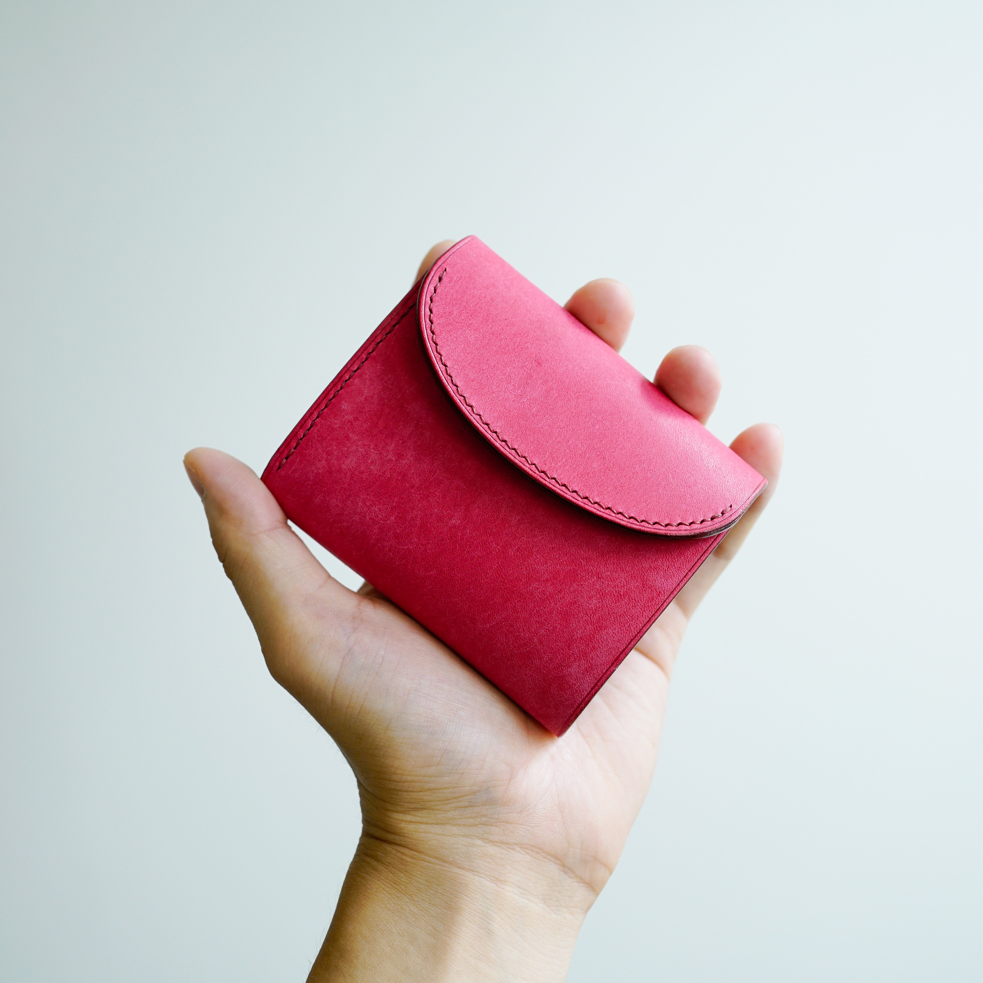flap mini wallet [ ピンクレッド ] ミニ財布 レザーウォレット
