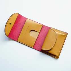 flap mini wallet [ ピンクレッド ] ミニ財布 レザーウォレット 10枚目の画像