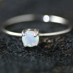 4mm大粒*オパール　宝石質AAA天然石　リング　クリスマス　誕生日　プレゼント　シルバーリング　10月誕生石　指輪 1枚目の画像