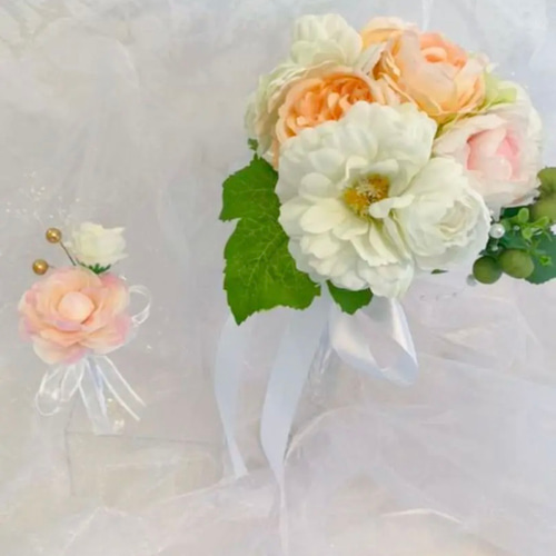 ブーケ ブートニア ウェディングブーケ 結婚式 クラッチブーケ 花嫁