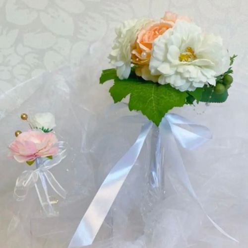 ブーケ ブートニア ウェディングブーケ 結婚式 クラッチブーケ 花嫁