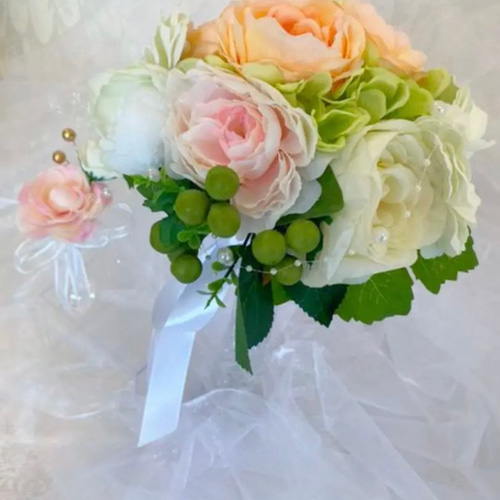 ブーケ ブートニア ウェディングブーケ 結婚式 クラッチブーケ 花嫁