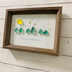 シーグラスアート インテリア雑貨 北欧 パネル 海の宝石 観葉植物  癒しの森 流星群 満月アート 母の日プレゼント 10枚目の画像