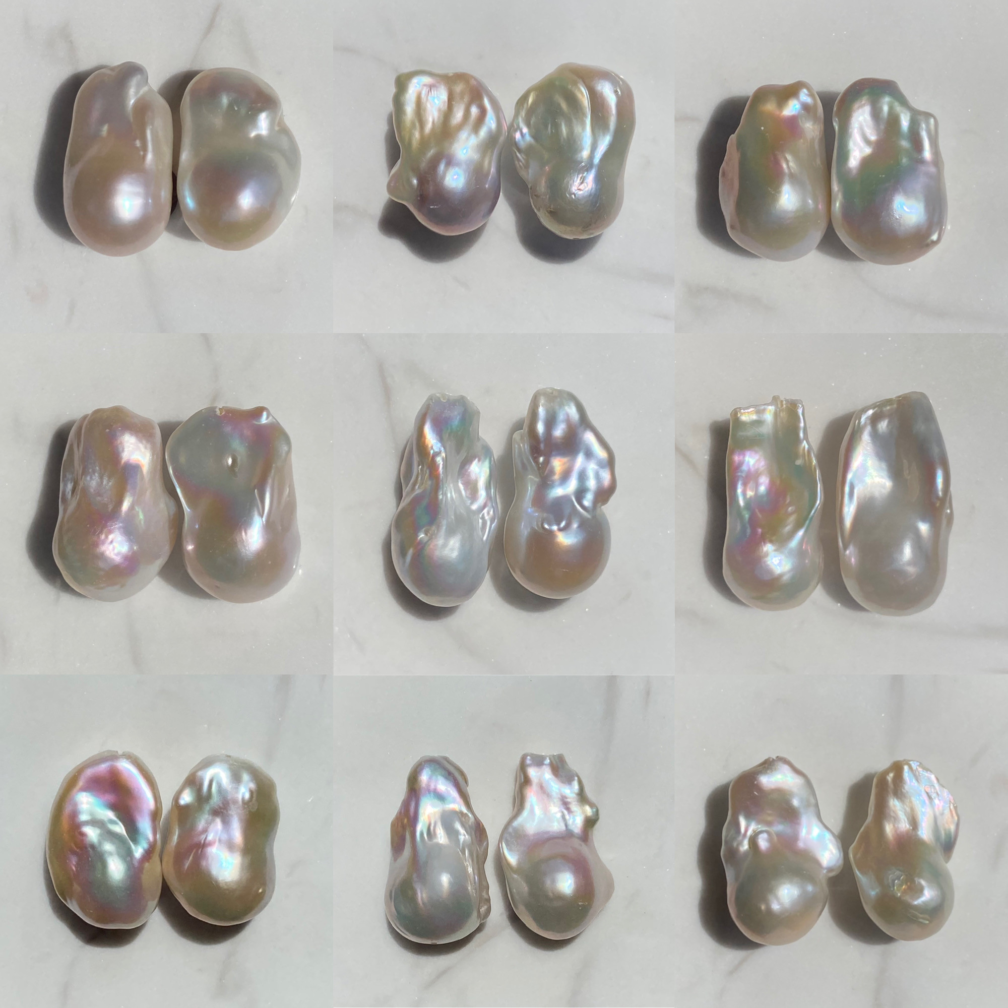 新入荷✨虹色✨ホワイト✨選べる大粒淡水パール✨1粒✨バロック✨ピアス&イヤリング