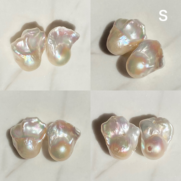 新入荷✨虹色✨ホワイト✨選べる大粒淡水パール✨1粒✨バロック✨ピアス&イヤリング 13枚目の画像